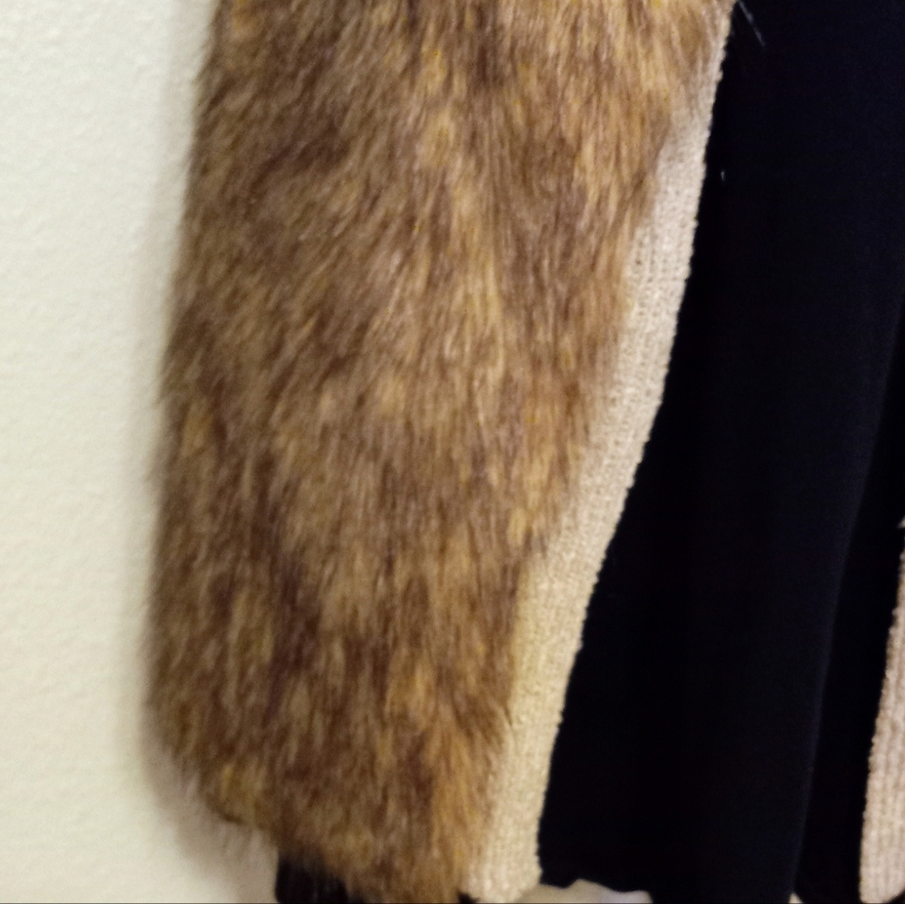 Womens XS Hippie Venus Faux Fur Sweater Vest. Natural. Side Pockets. Vintage - Picture 7 of 12